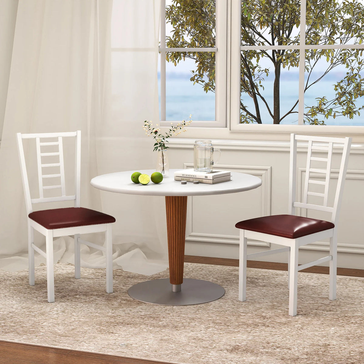 HOMASIS Wooden Dining Chairs With Padded Seats And Slatted Backs