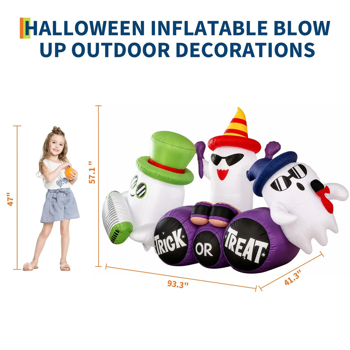 8ft Halloween Ghost Band Inflatable Outdoor Yard Decor With 6 Led Lights, Trick Or Treat Blow Up For Lawn Porch Garden Party Display