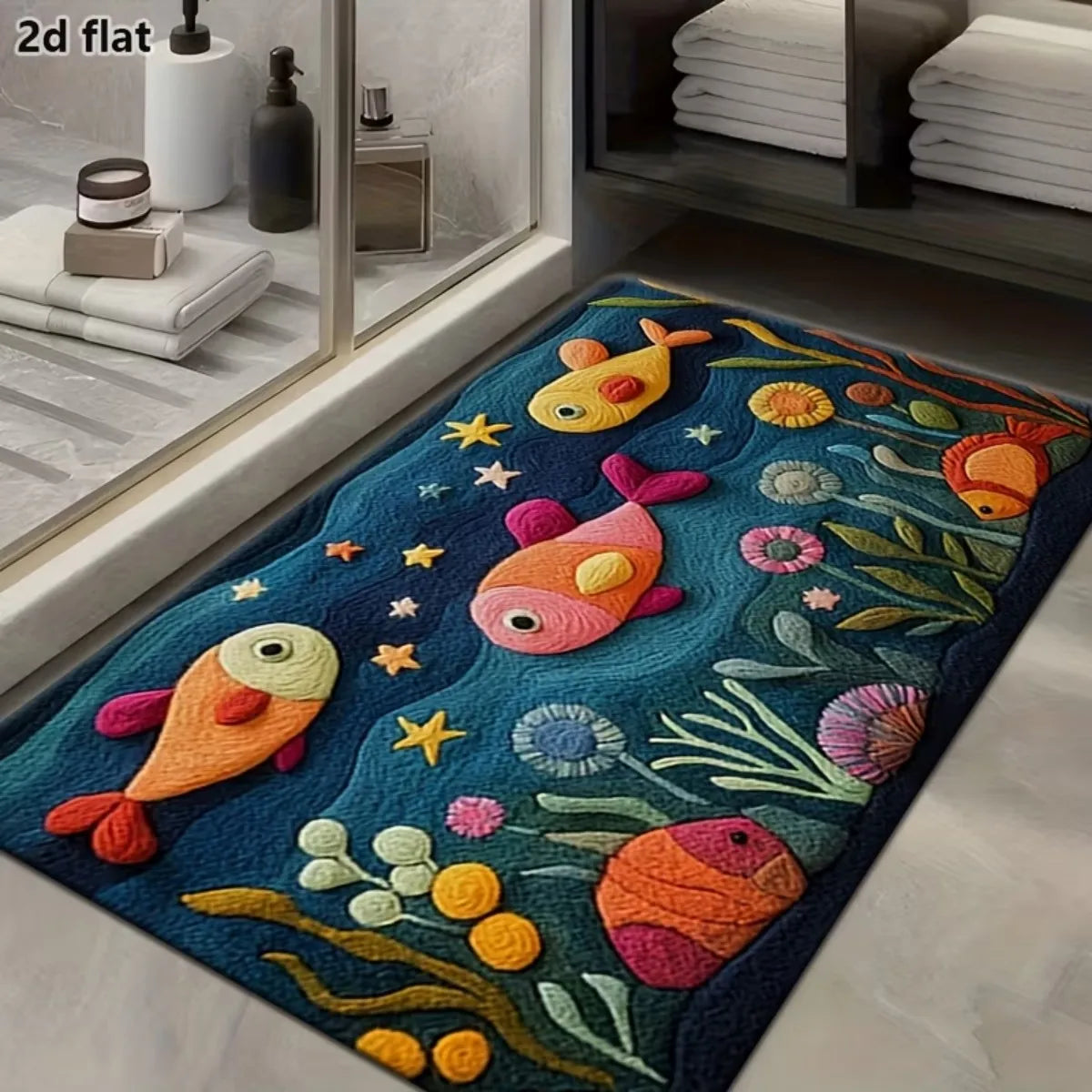 Bathroom Floor Rug Square Diatomaceous Earth Material Rubber Backed Non Slip Fast Dry Mat