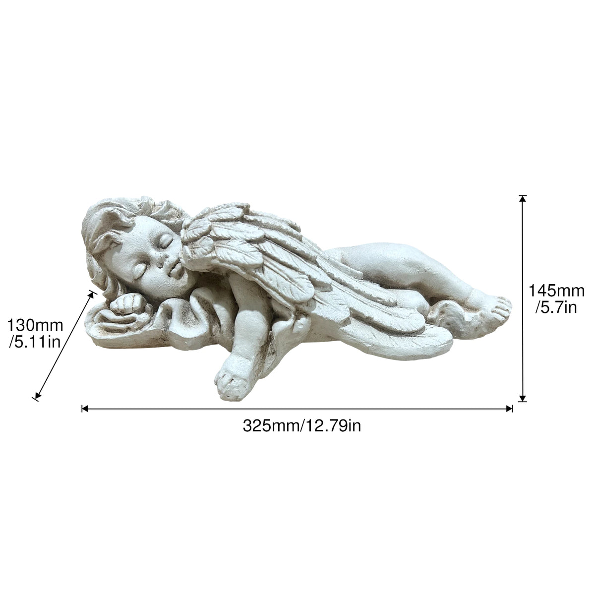Lying Angel Statue Outdoor Garden Decor, Weatherproof Magnesium Oxide Angel Sculpture, Freeze Resistant Lawn Ornament for Patio & Yard