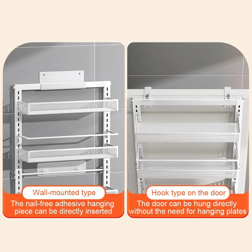 6-Tier Over the Door Pantry Organizer, Adjustable Metal Hanging Storage Rack for Kitchen Bathroom Cabinet