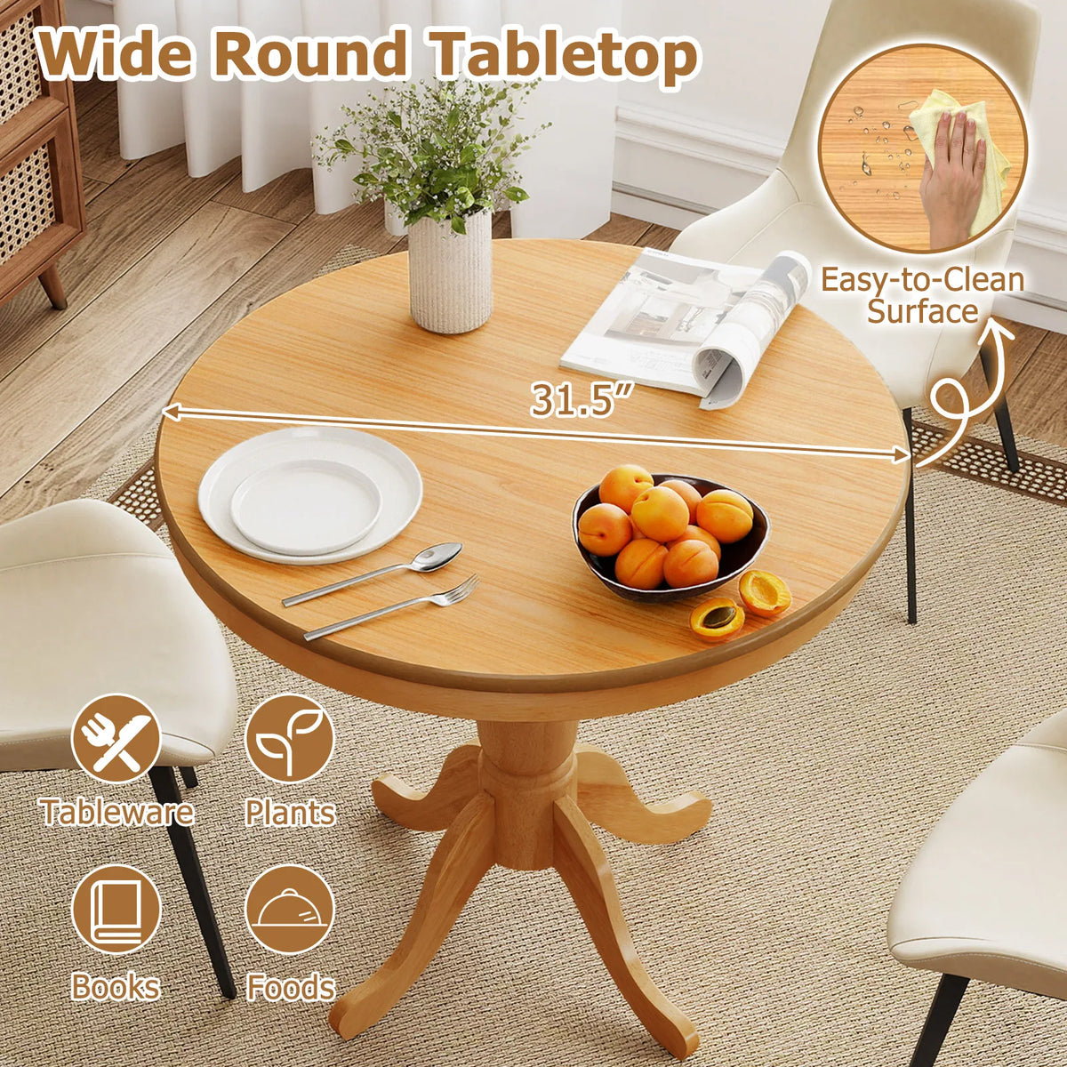 32" Round Pedestal Dining Table High Top Ped Table Kitchen Dining Room