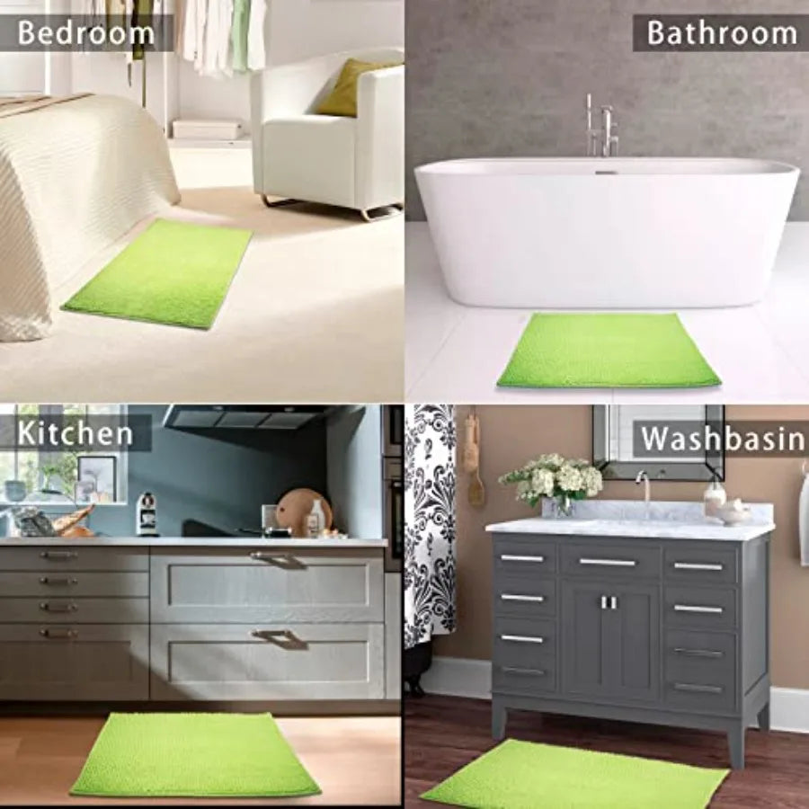 Chenille Bath Mat Microfiber Floor Mat Baby Bath Mat for Washable Bathroom Dry Fast Water Absorbent Shower Mat Area Rugs