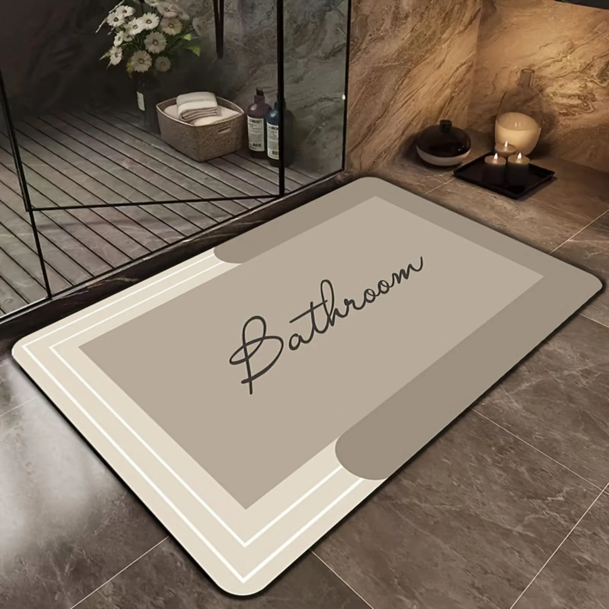 Soft Diatomaceous Earth Bath Mat - Non-slip, Quick Drying,, Geometric Pattern, Hand Washable, Suitable for Bathroom, Entrance, Kitchen, Perfect Home Decor