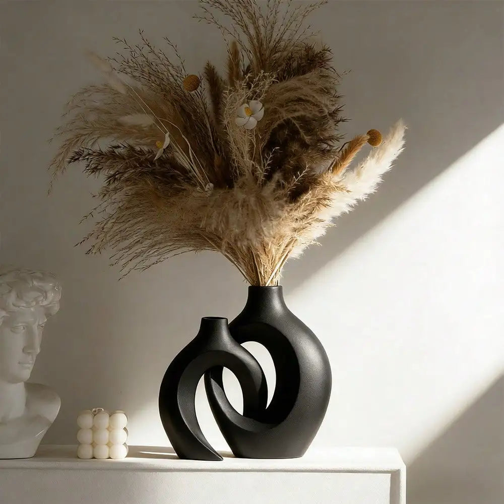 Premium Matte Texture Plastic Vase - Elegant Home Decor, Suitable For Fresh Cut Flowers / Dried Flowers, Plastic Material, Water-Resistant, Ideal For Living Room Decoration Vase, Office Decoration Dried Flower Vase, sh2601171