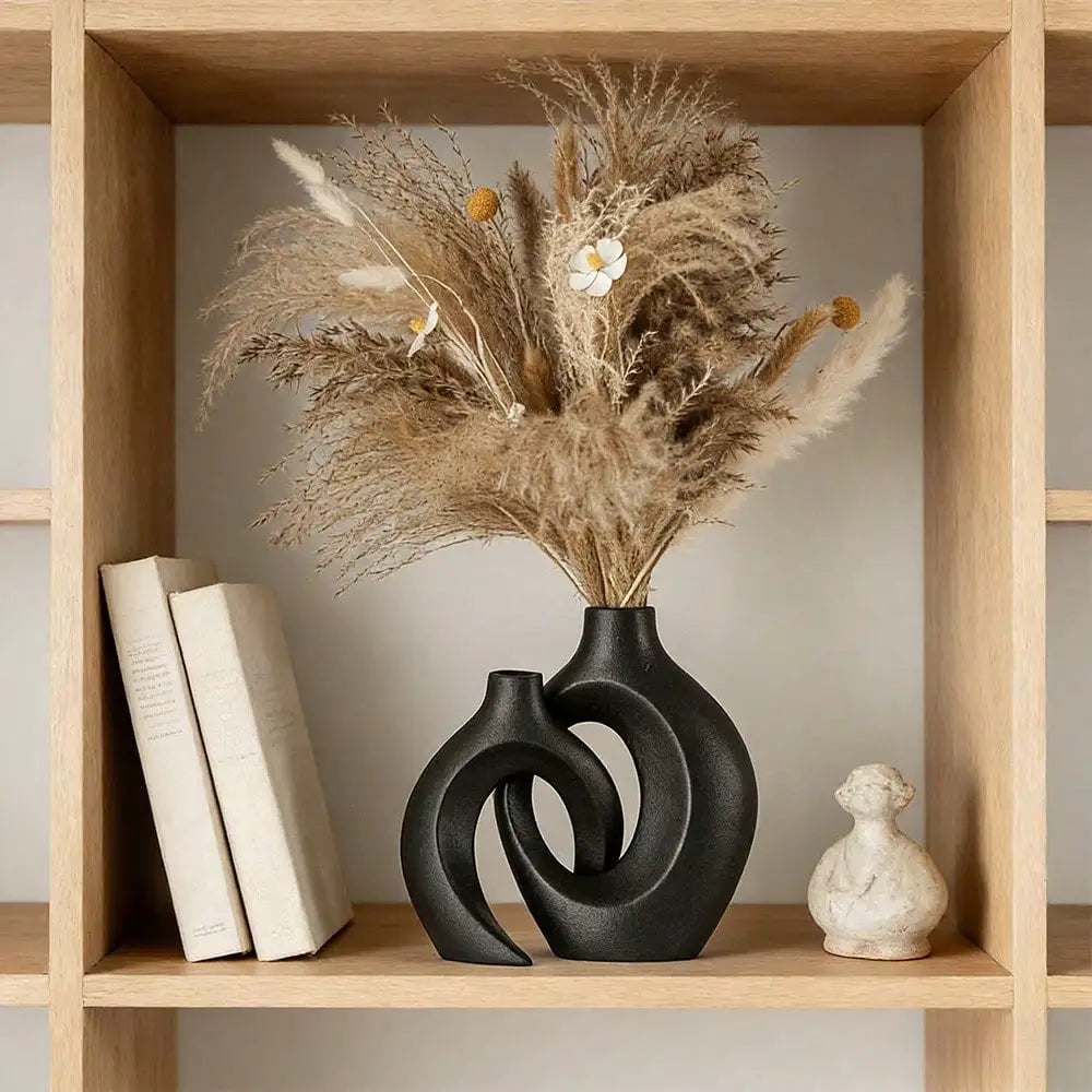 Premium Matte Texture Plastic Vase - Elegant Home Decor, Suitable For Fresh Cut Flowers / Dried Flowers, Plastic Material, Water-Resistant, Ideal For Living Room Decoration Vase, Office Decoration Dried Flower Vase, sh2601171
