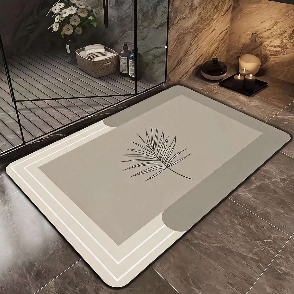 Soft Diatomaceous Earth Bath Mat - Non-slip, Quick Drying,, Geometric Pattern, Hand Washable, Suitable for Bathroom, Entrance, Kitchen, Perfect Home Decor