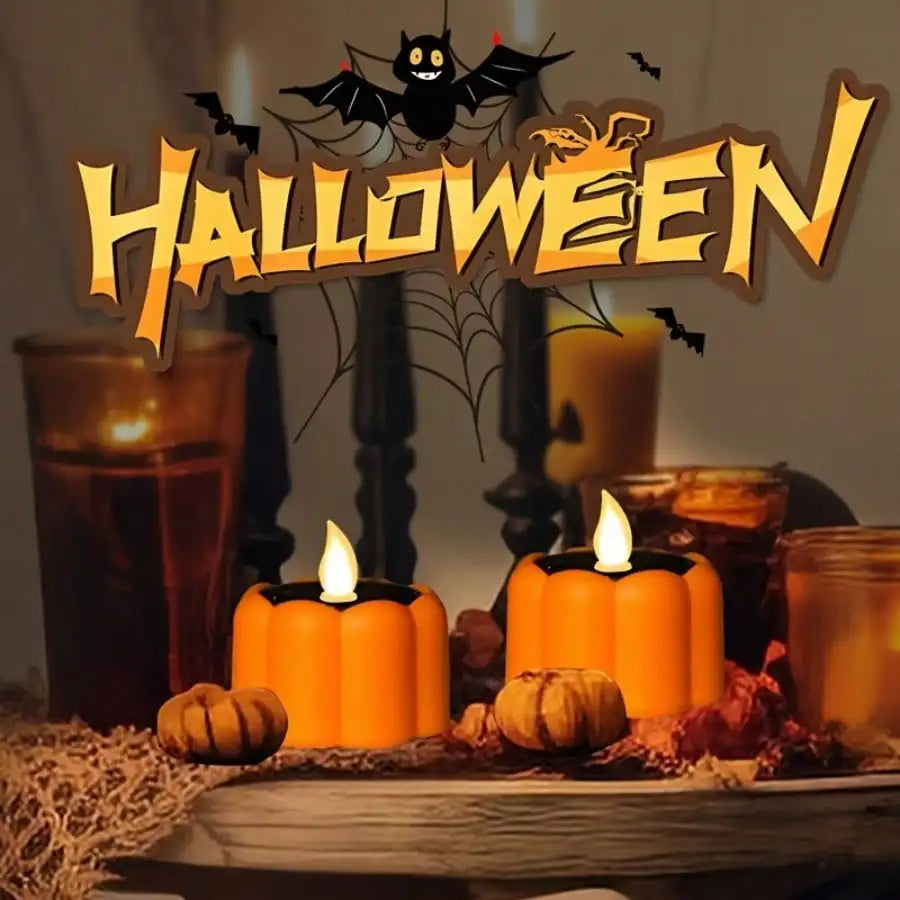 6 Pack Pumpkin Candles Halloween Decorations Solar Powered Lights Waterproof Outdoor Flameless LED Flicker Pumpkin Light for Jack-o'-Lanterns Garden Party Holidays