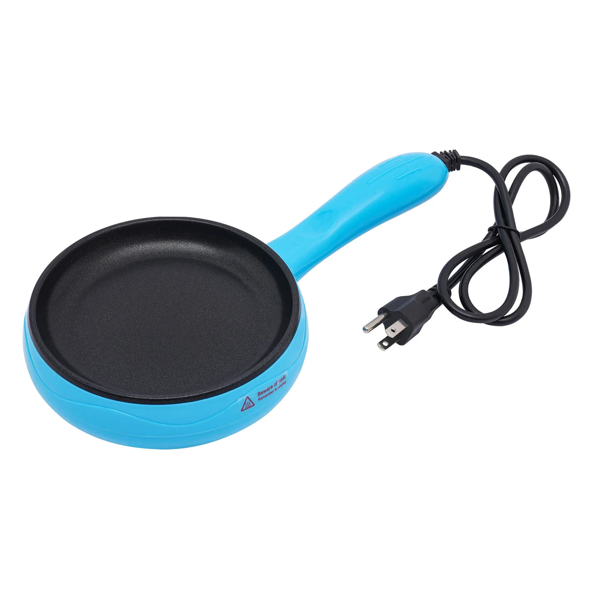 Portable Electric Skillet for Home Kitchen Dorm, 450W Non-Stick Blue Frying Pan