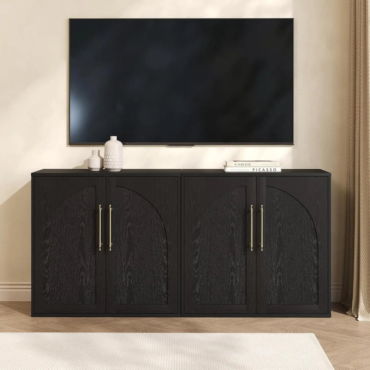 Garvee Arched Minimalist Dining Storage Cabinet With Adjustable Shelves
