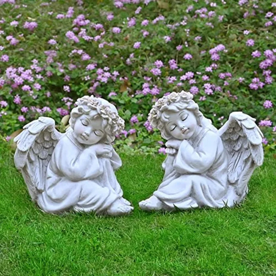 Angel Statue Garden Decor for Outside Solar Yard Art Outdoor Decorations Patio Porch Home Lawn Ornaments Christmas Light up Fig