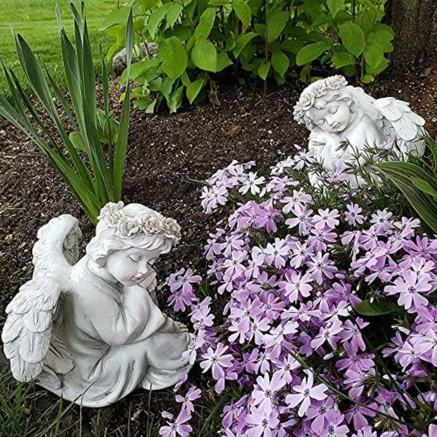 Angel Statue Garden Decor for Outside Solar Yard Art Outdoor Decorations Patio Porch Home Lawn Ornaments Christmas Light up Fig
