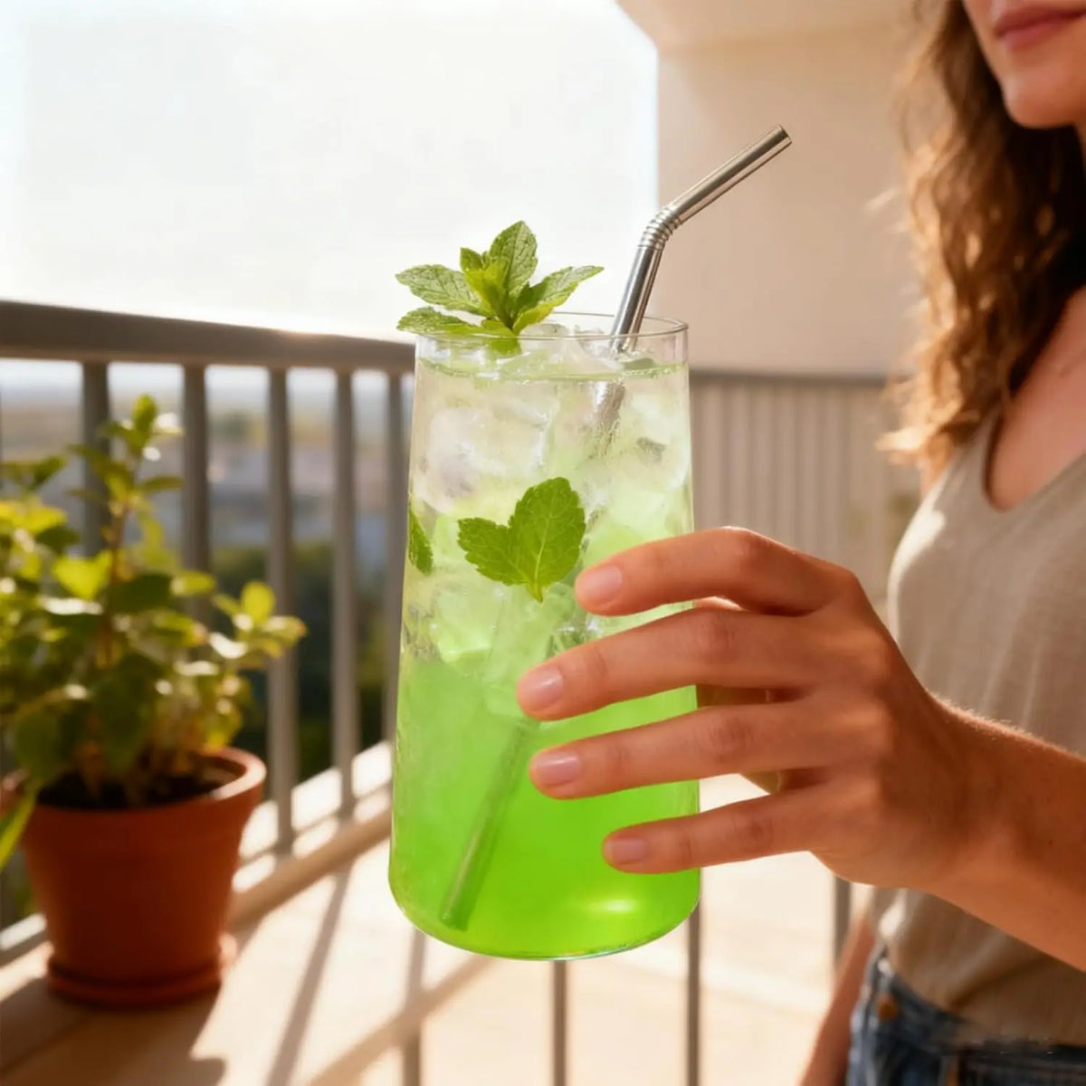 Drinking Glasses Set of 6,18.3oz/543ml Large Water Glasses,Lead-Free Crystal Highball Glasses for Cocktail,Juice,Mojito,Iced Tea,Kitchen and Bar Glassware
