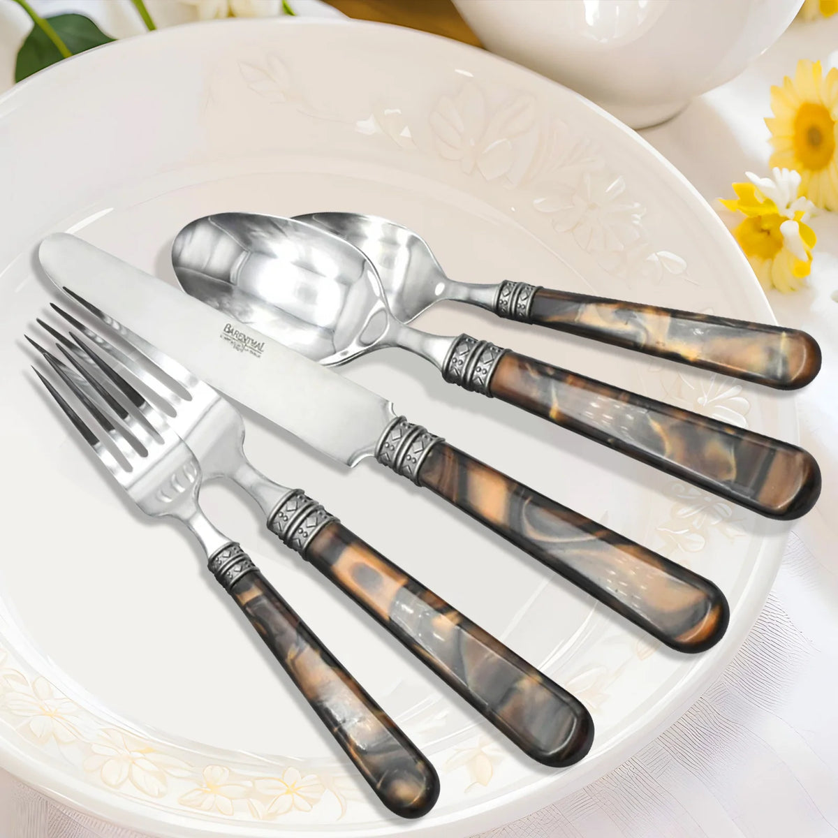 Barenthal Vintage Sandstone Handle Stainless Steel Flatware Set Silverware