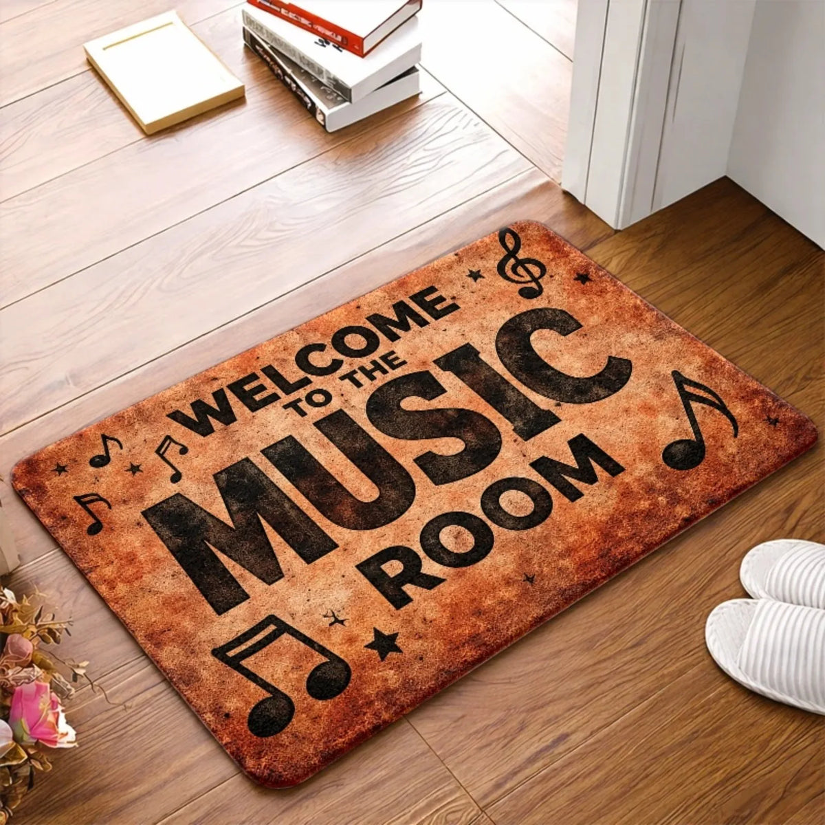 1pc, 2pcs, 3pcs Music Room Decorative Rug, Flannel Floor Mat with Non-slip Rubber Base, Durable, and Washable. Suitable for Foyer, Entry Door, Kitchen, Bedroom, Living Room, Office, Bathroom, Balcony, Hallway and Porch, Ideal