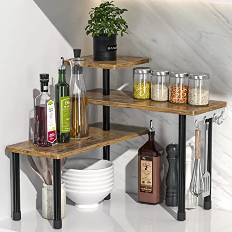 3-Tier Movable Countertop Corner Organizer, Ideal for Kitchen & Bathroom Storage