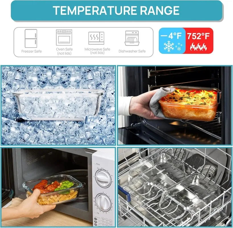 18 Pack Glass Food Storage Containers Set with Airtight Lids Leakproof Glass Meal Prep Containers Stackable Food Preservation Box BPA-Free Portable Food Storage Container