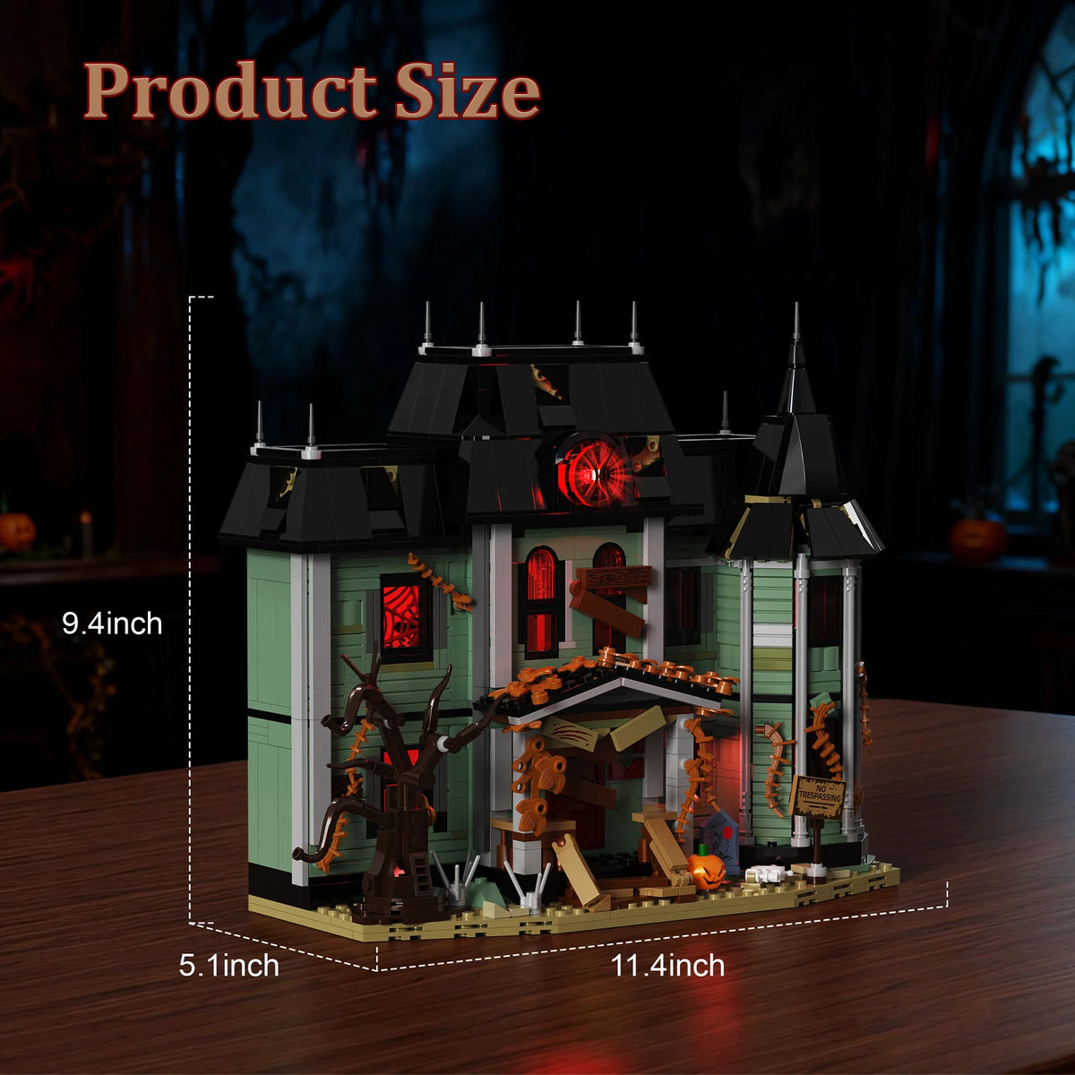 Horror Haunted House Building Blocks Set Neibolt Mansion Model Desktop Display Ornament Home Room Decoration Halloween Collectible Gift for Adult Hobbyists