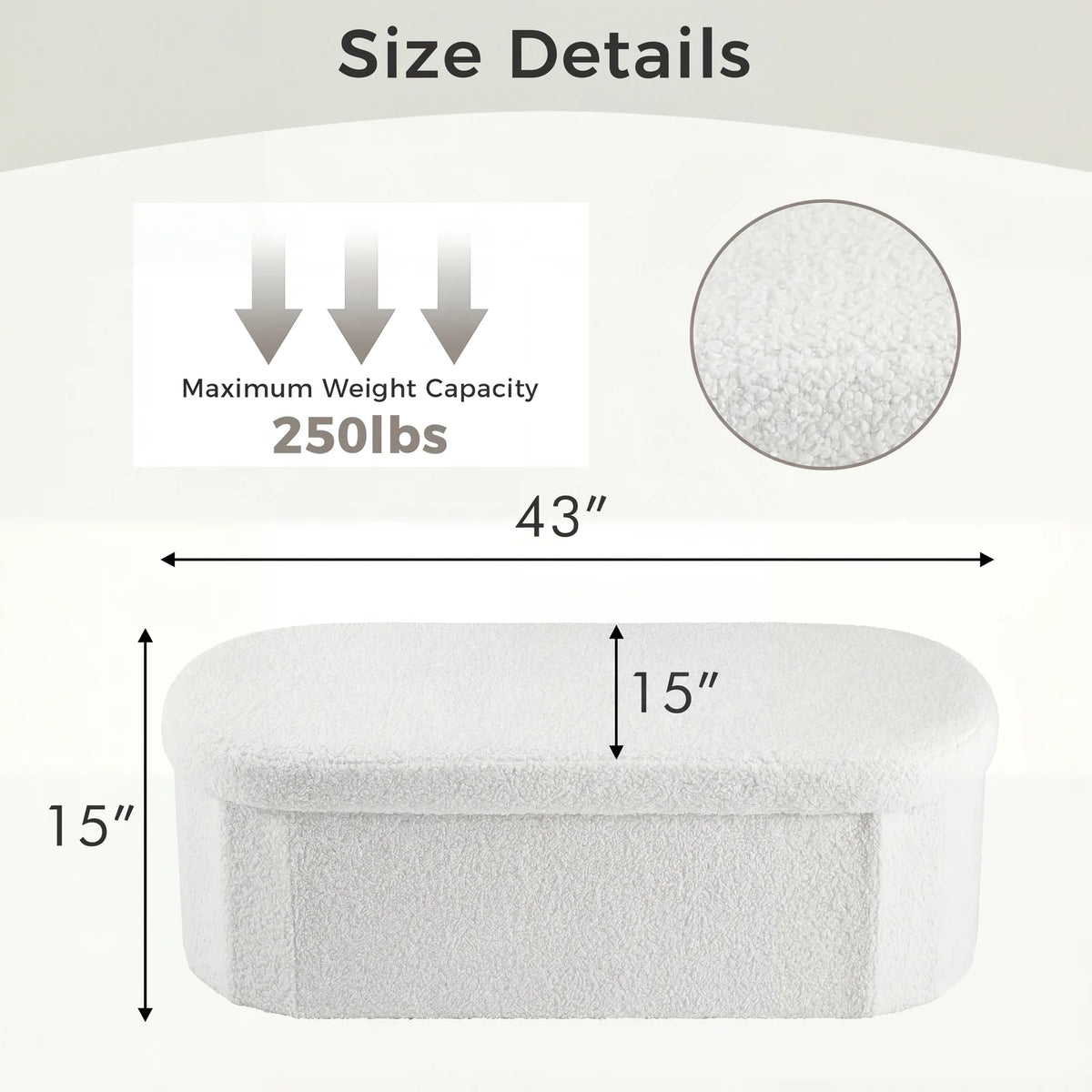 MCQ Faux Fur Ottoman Footrest Stool With Hidden Storage