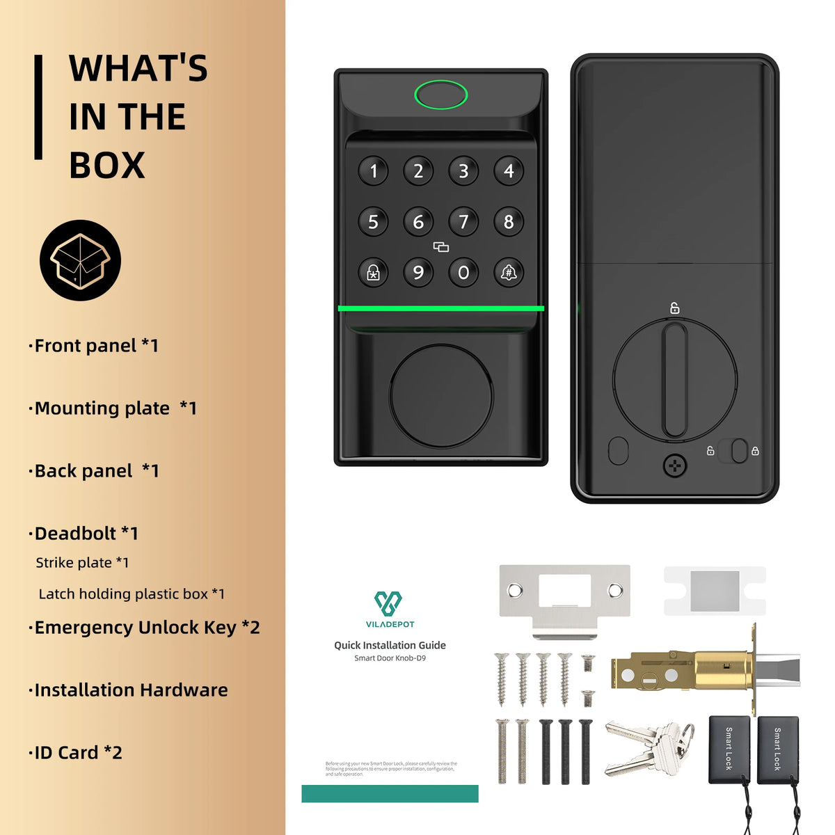 Viladepot Smart Lock Keyless Fingerprint Keypad Deadbolt Bluetooth App Control