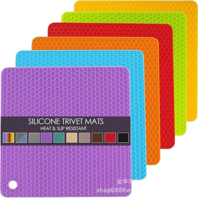 Honeycomb Silicone Trivet Mat Heat Resistant Anti‑Scald Table Protector Non‑Slip Pot Dish Cup Coaster Kitchen Gadget