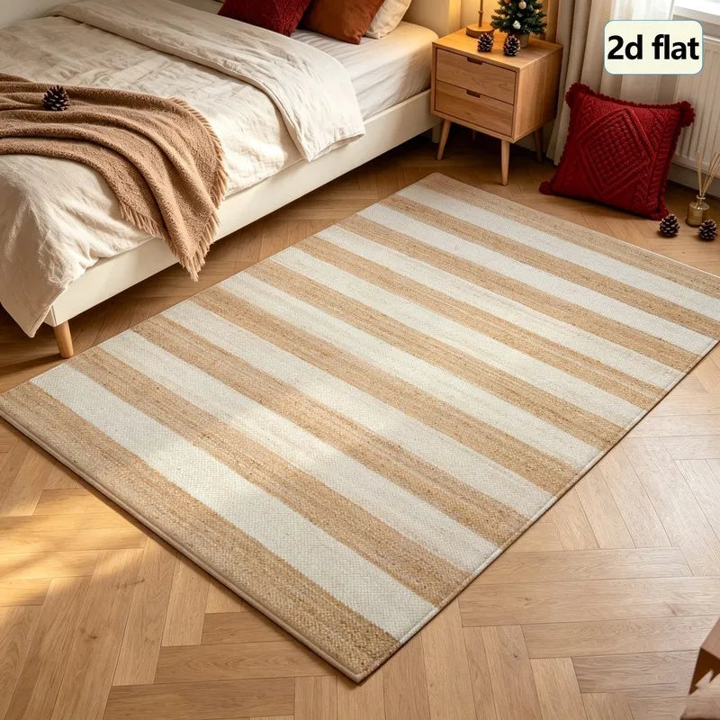 1 Piece of Striped Carpet, Soft and Comfortable, Easy to Maintain, Machine Washable, Indoor Floor Mat, Suitable for Placing under the Table, Suitable for Living Room, Bedroom, Dining Room, Entryway, Home Office, Laundry Room,