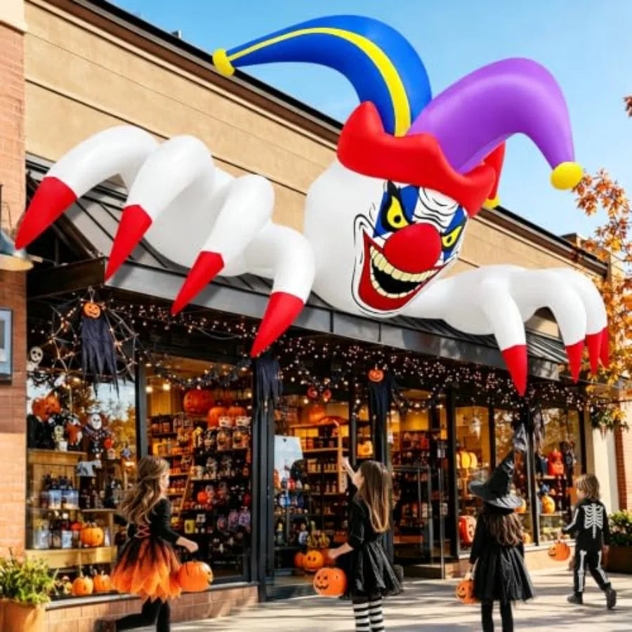 11FT Long Halloween Inflatables Clown Outdoor Decorations Scary Clown Inflatables Blow Up Yard Decorations with Build-