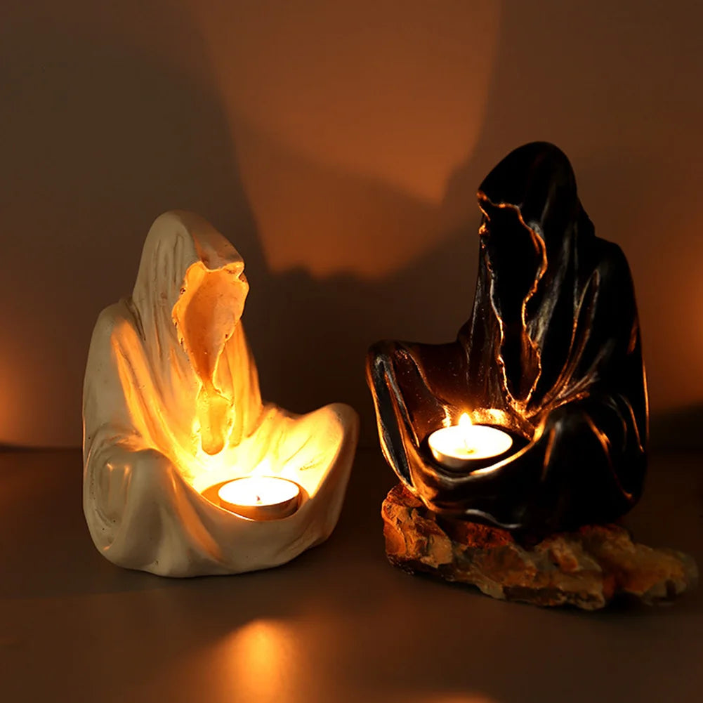 Halloween Ghost Candle Holder Gothic Style Faceless Ghost Candlestick Hell Messenger Statue Candlestick for Home Party Supplies