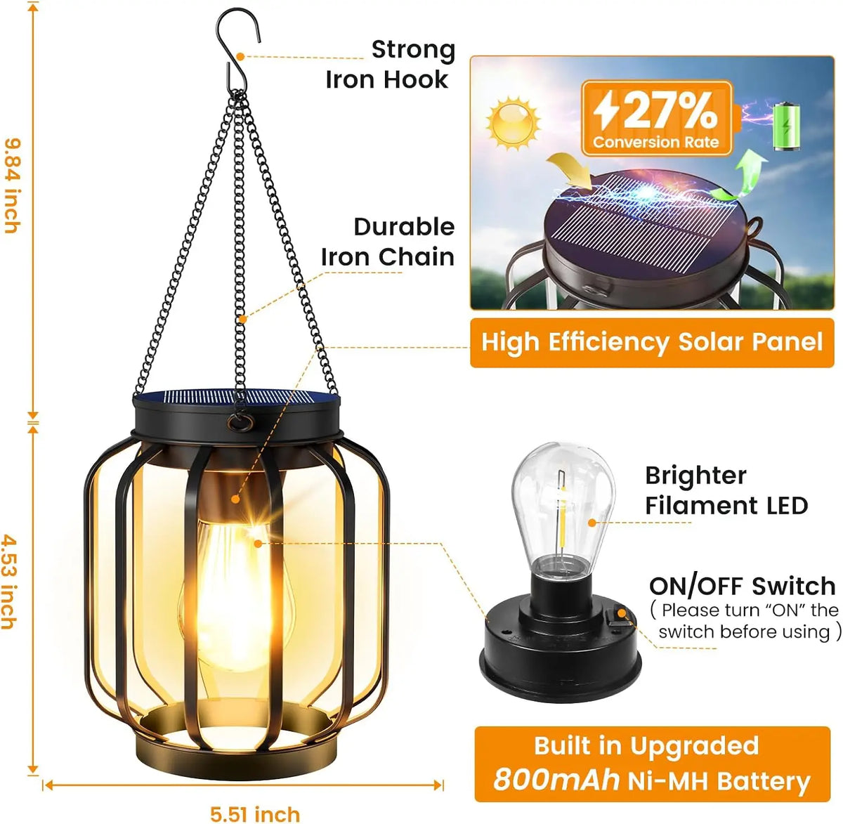 Solar Lanterns Outdoor Waterproof  Solar Lantern, 4 Pack   Solar Lanterns Outdoor with Auto On/Off & Hook, Brighter  Solar Lights Outdoor Lanterns for Garden Patio Yard
