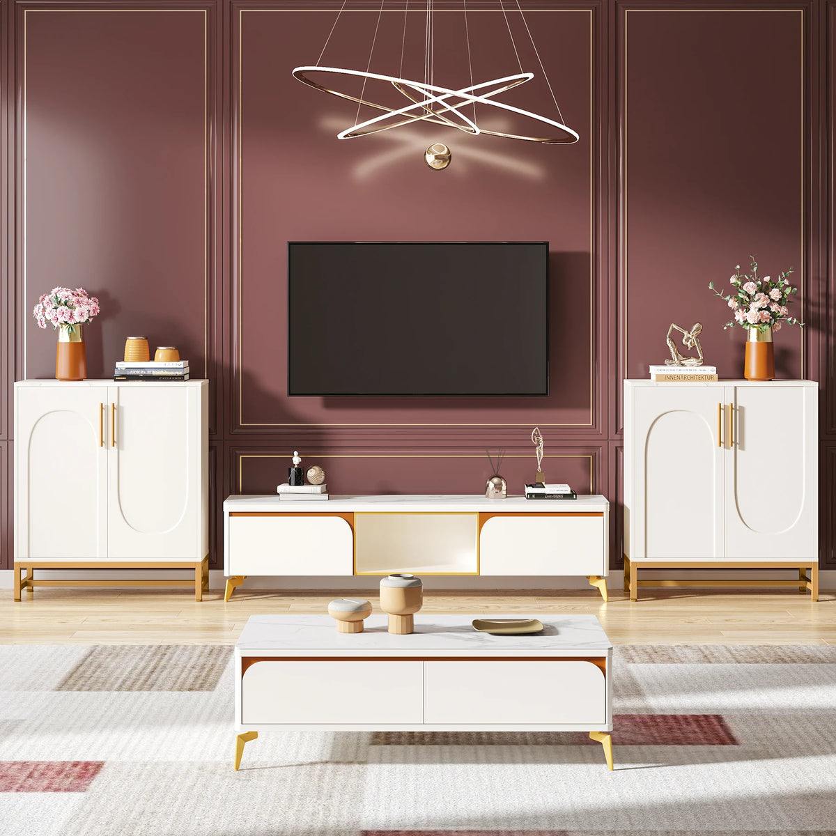 Tribesigns Modern Sideboard Buffet Cabinet With Four Doors Adjustable Shelves