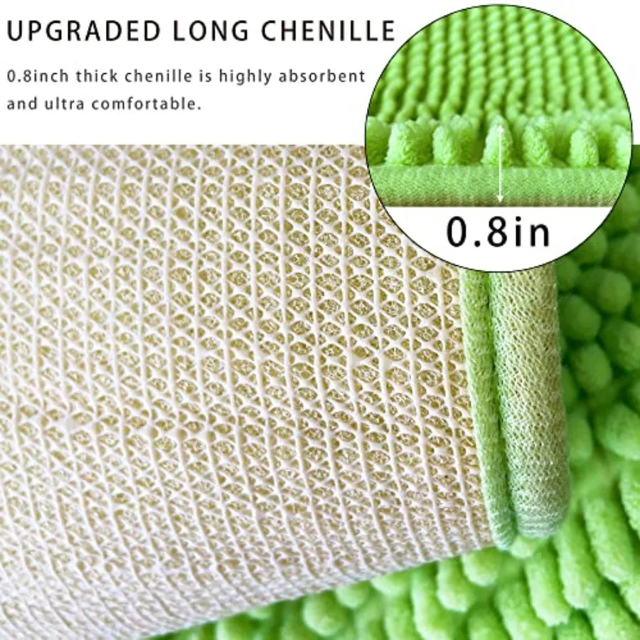 Chenille Bath Mat Microfiber Floor Mat Baby Bath Mat for Washable Bathroom Dry Fast Water Absorbent Shower Mat Area Rugs