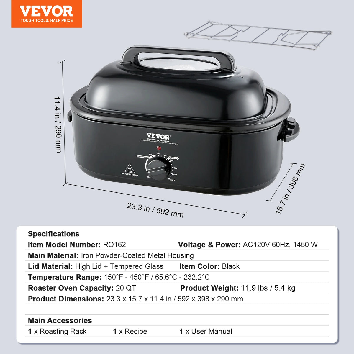 SucceBuy Electric Roaster Oven 24 QT Turkey Roaster Oven with Self-Basting Lid 1450W Roaster Oven Defrost&Warm Function Silver