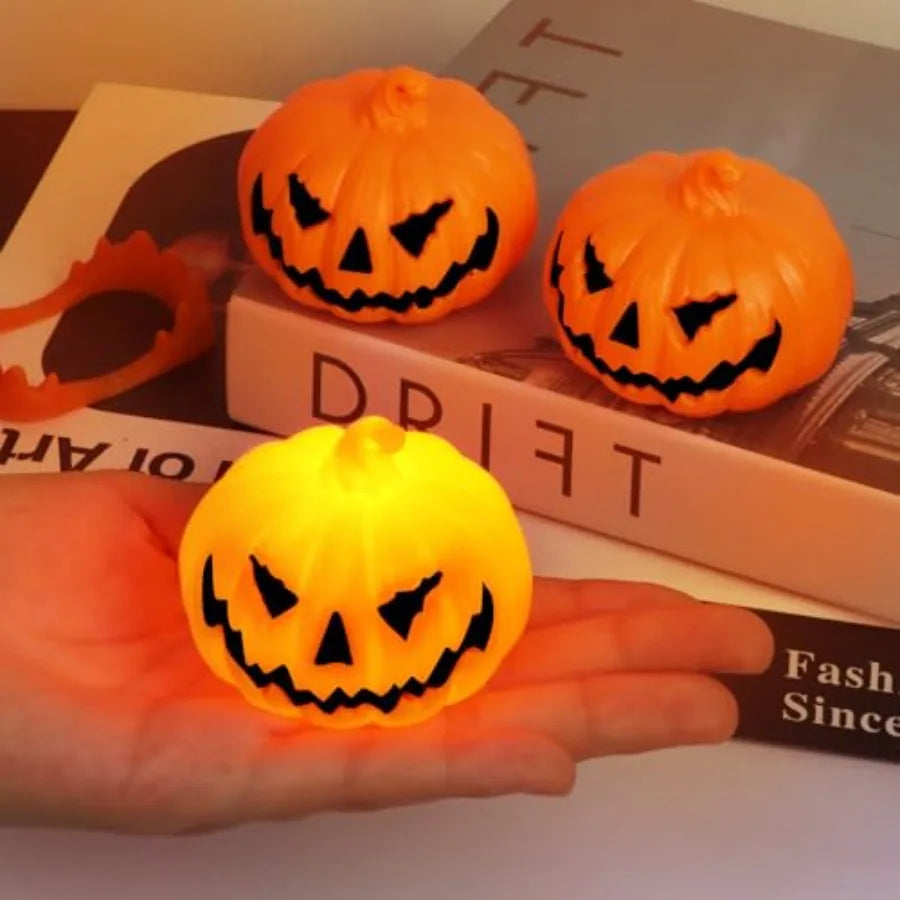6 Pack Halloween Pumpkin Flameless Candles Battery Operated LED Tealight Candles for Home Room Decorations, Light Up Halloween