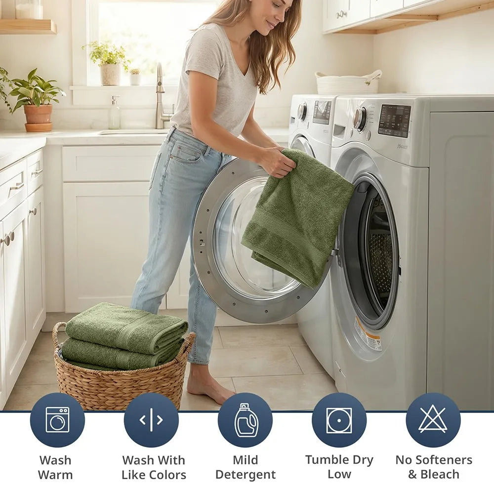 16 Piece 100% Cotton Towel Set, Soft Absorbent Quick Dry Bathroom Towels for Home Use