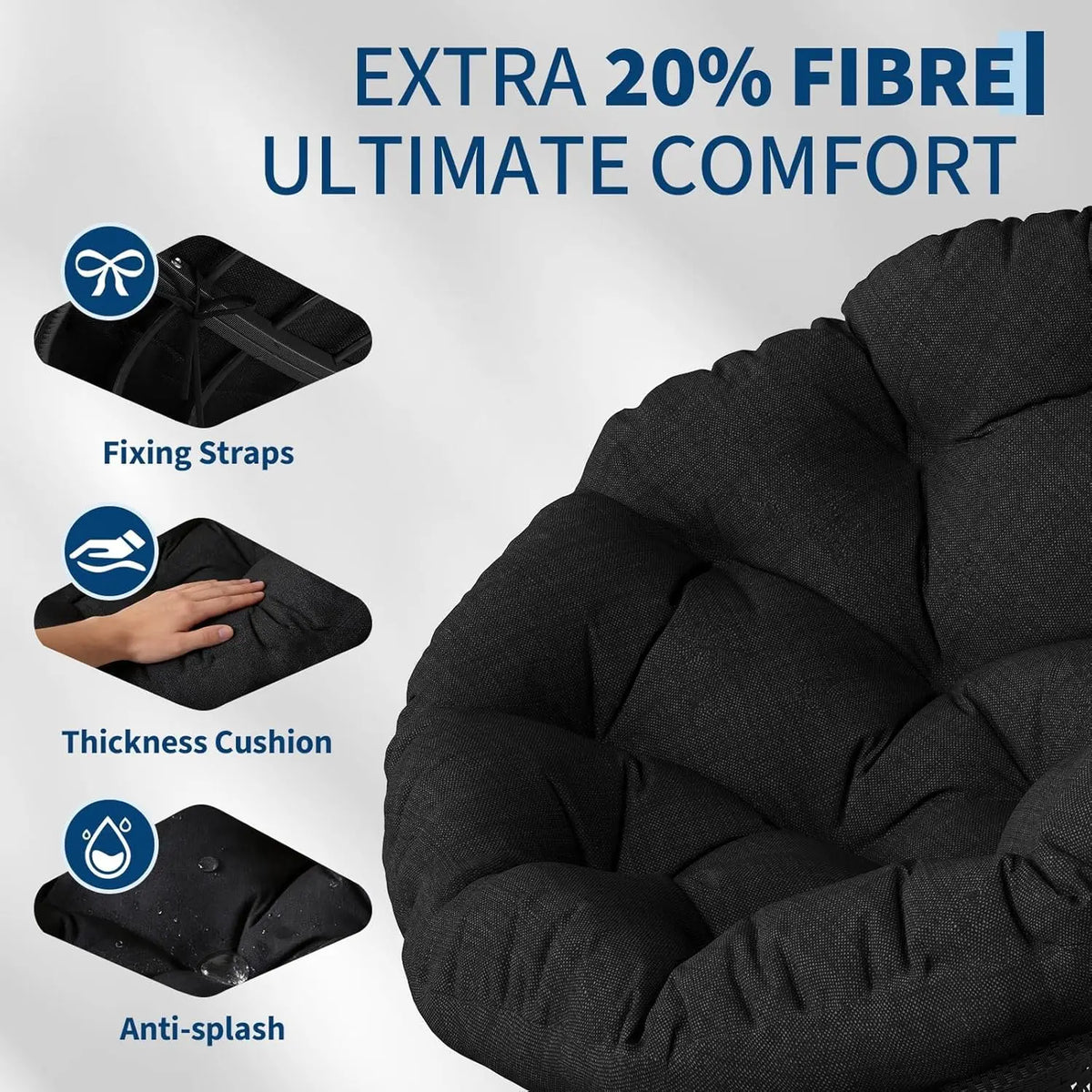 HiMISS Wicker Papasan Chair With Metal Swivel Base And Cushion