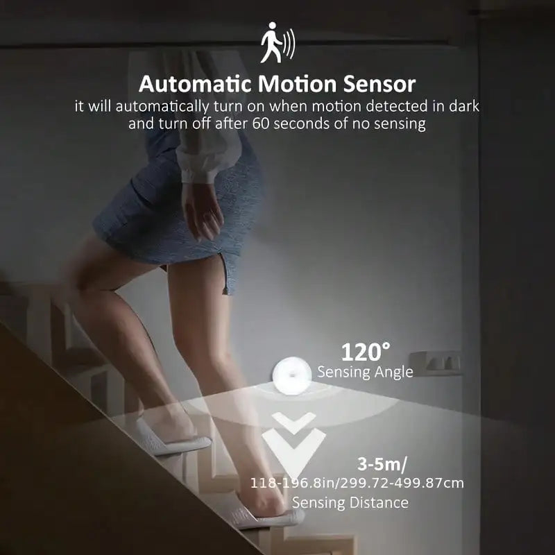 5-Piece 8-LED USB Rechargeable Motion-Sensing Night Light, Magnetic Wall Lamp, White/Warm White Light, Suitable for Staircases, Wardrobes, Bedrooms, Bedside Areas, Shoe Cabinets, for Home Use.