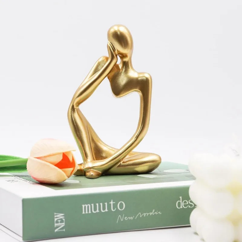 Thinker Statues And Sculptures, Sandstone Resin Thinker Statue Ornaments, Abstract Style Sculptures, Housewarming Gifts, Housewarming Decorations, Living Room Dining Desk Decorations (Right, Small)