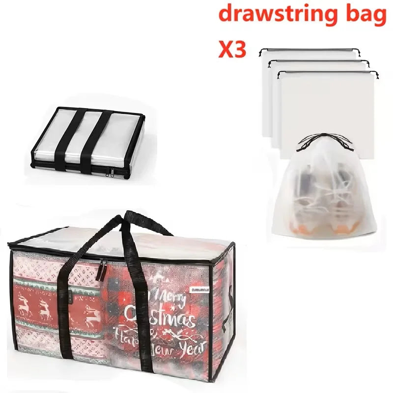 5pcs Heavy-Duty Moving Bags with Reinforced Handle - Oversized Storage Totes, Snap-Close Lid & Plastic Suitable for Clothes, Quilts,, Moving Supplies - Space Saver Bags(Includes 3 Drawstring Pockets)