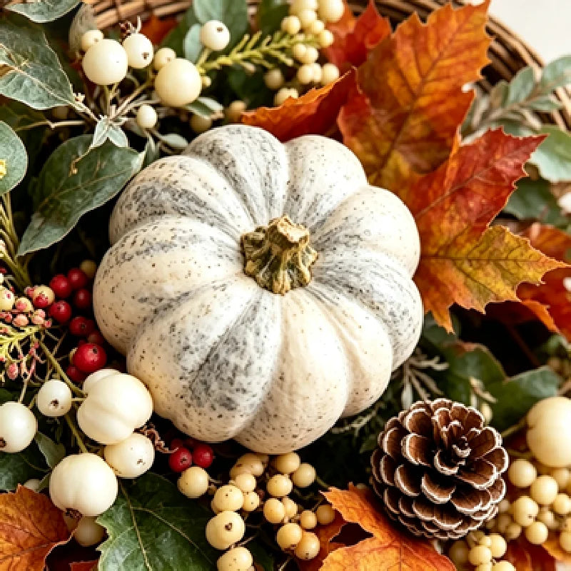 Thanksgiving Decor Wreath, 15.75 Inch Fall Wreath, Front Door Autumn Wreath with Pumpkins, Pinecones, Maple Leaves, Berries and Flowers, Harvest Wreath for Indoor Outdoor Home Decoration