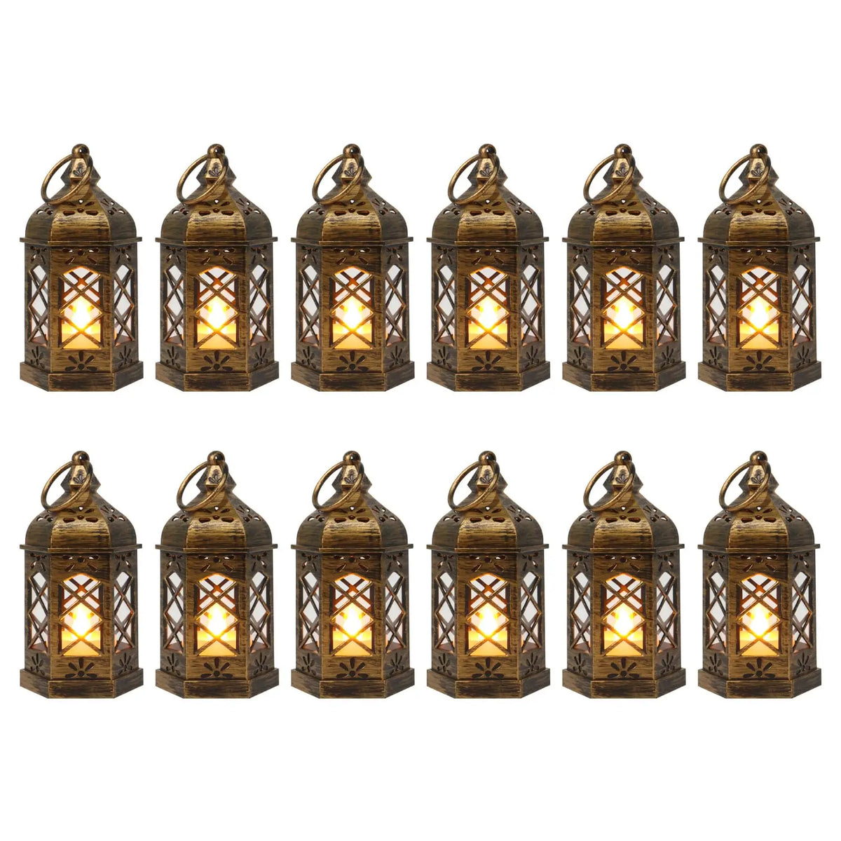 12pcs Set of LED Lantern Retro Atmosphere Decorative Lights, LED Small Candle Lanterns Christmas Table Center Decorations