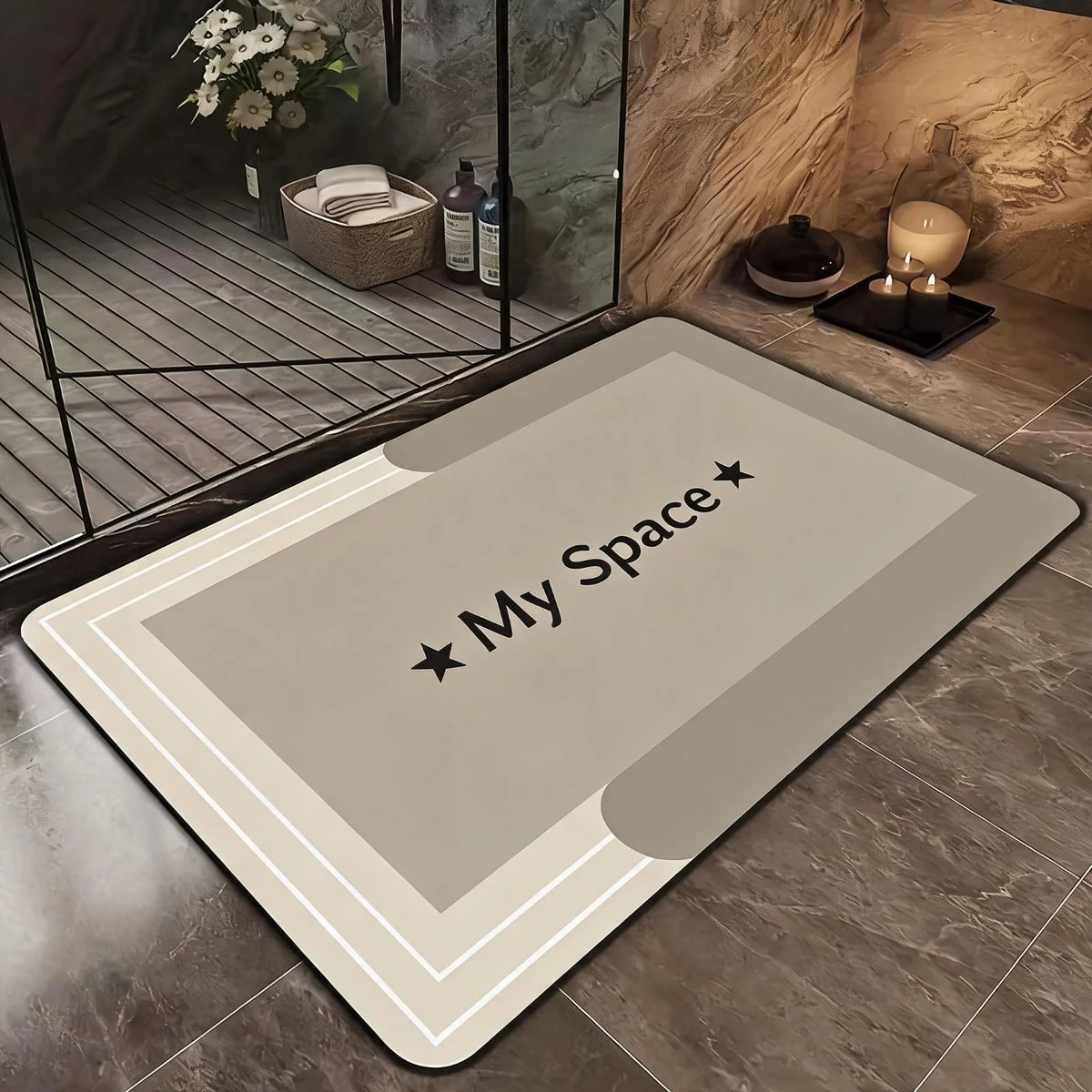 Soft Diatomaceous Earth Bath Mat - Non-slip, Quick Drying,, Geometric Pattern, Hand Washable, Suitable for Bathroom, Entrance, Kitchen, Perfect Home Decor