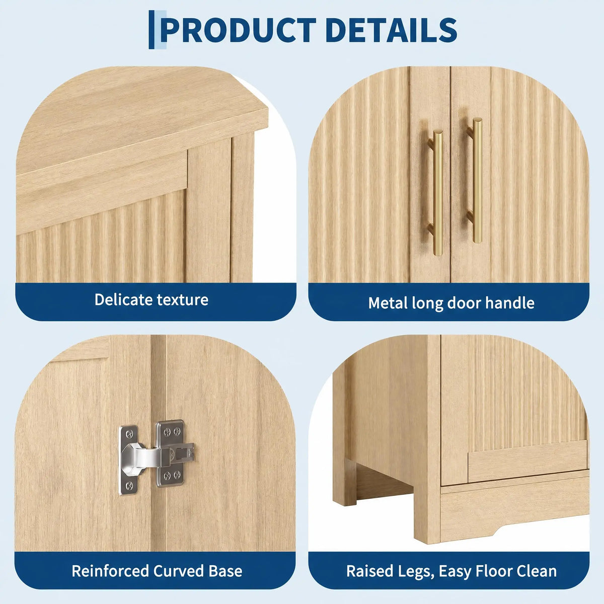 HiMISS Fluted Sideboard Buffet Cabinet With Shelves And Wine Rack