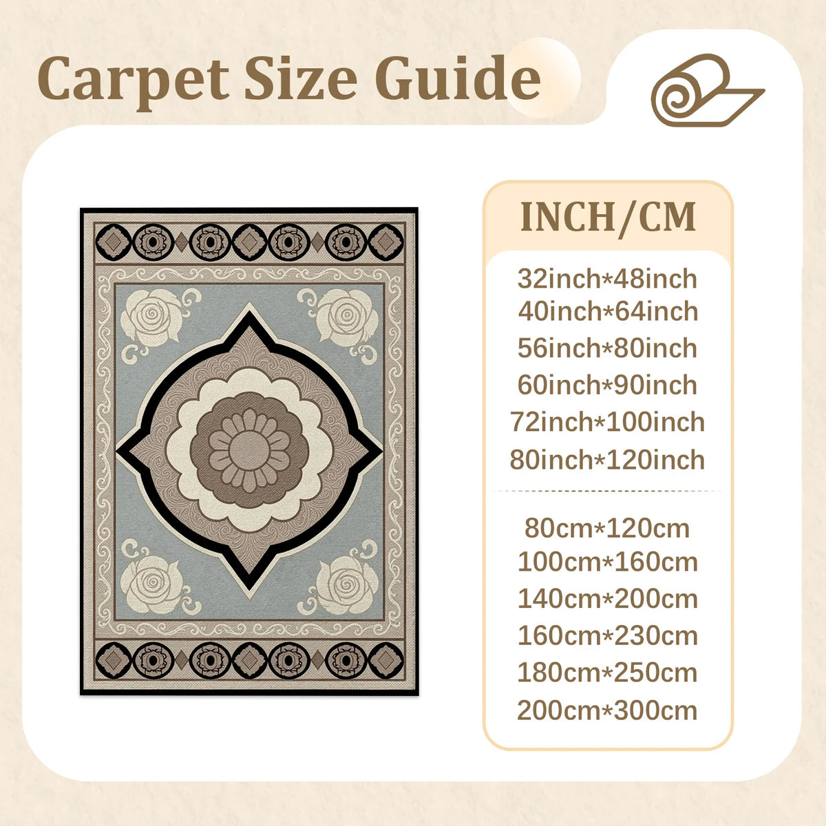 Ornate Floral Geometric Pattern Velvet Area Rug, Machine Washable Floor Carpet, Suitable for Living Room, Bedroom, Dining Room, Ideal for Halloween, Thanksgiving, Black Friday, Cyber Monday, Christmas, New Year Home Decor