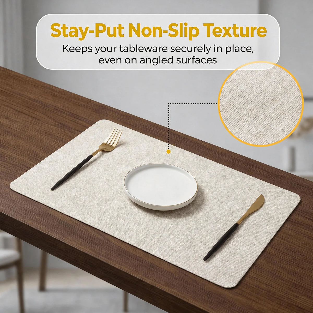 12 PCS Linen Textured Placemats, 12×17 Inch Heat Resistant Non-Slip Table Mats for Dining Table Wedding Party