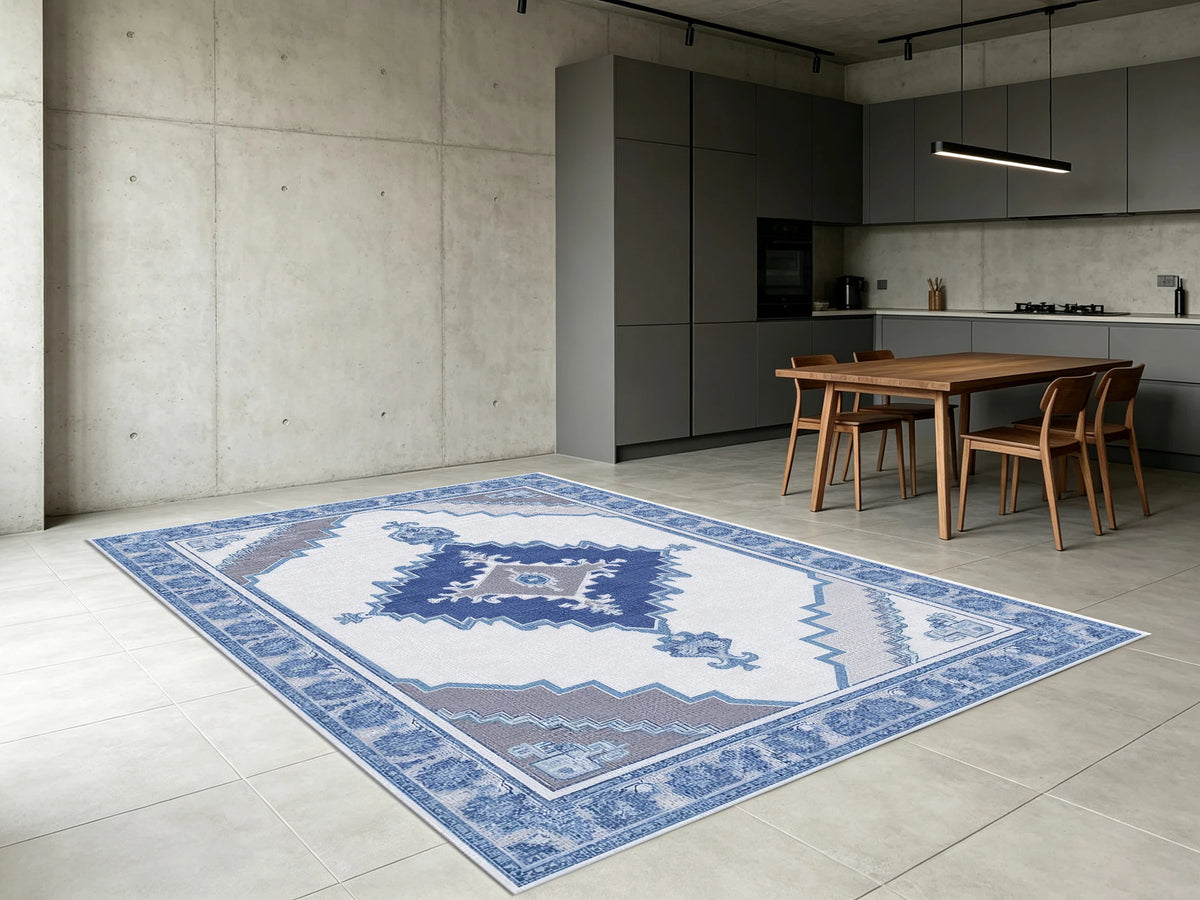 2D Beige Floral Pattern Rug, Light French Style, Soft & Comfortable, for Living Room & Bedroom