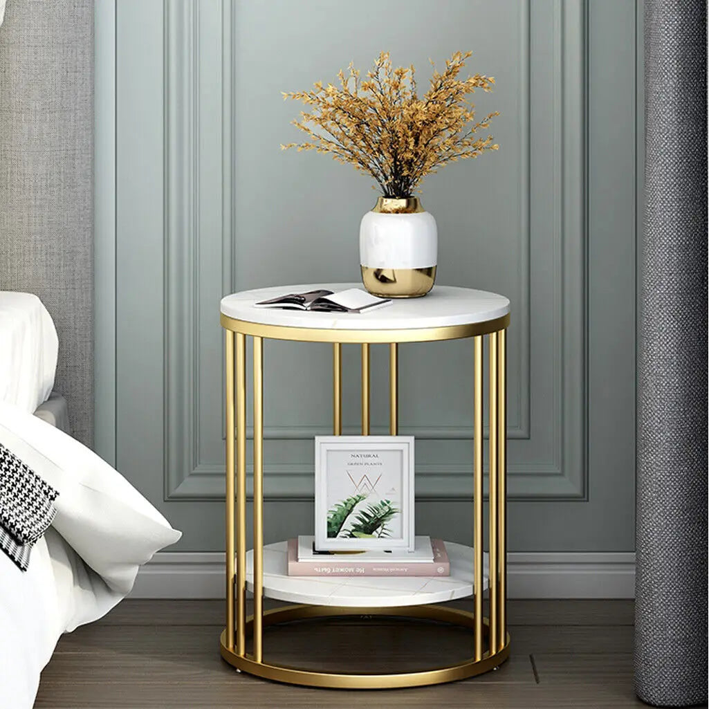 Wisfor Marble Side Table Round Coffee Table With Jewelry Storage