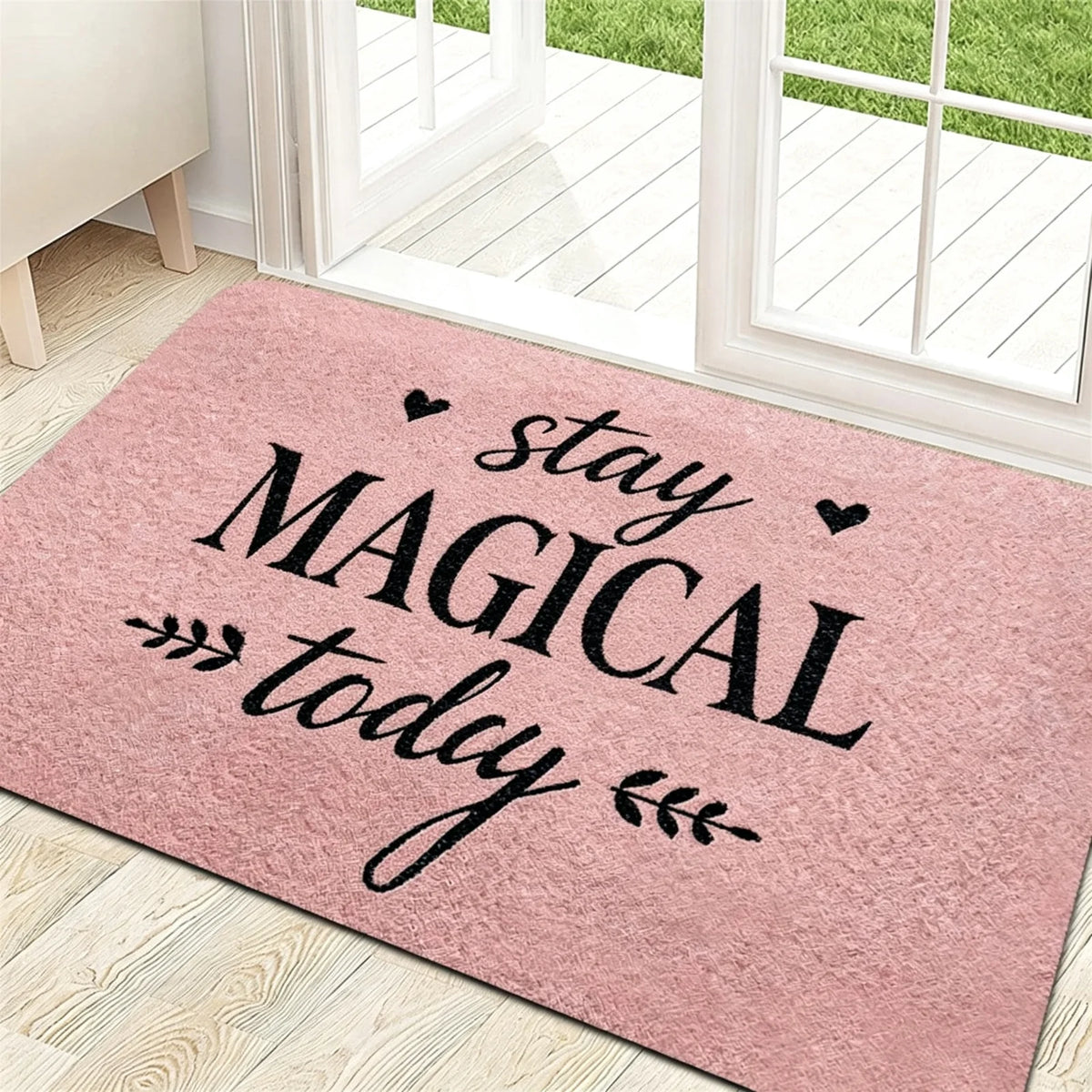 Soft Flannel Fabric Door Mat,"Good Vibes Only" Positive Energy Design/Non-slip Backing/Suitable for Home, Garden Patio, Laundry Room, Bathroom Decor/Available in Multiple