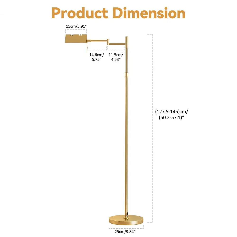 Standing Lamp, Height Adjustable 360-Degree Swing Arm Metal Floor Lamp, Dimmable Three Color Temperatures LED Reading Floor Lamp