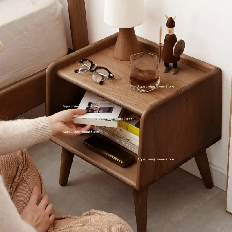 Pure Solid Wood Bedside Cabinet Modern Simple Nightstands European Beech Bedside Cabinet Nordic Bedroom Solid Beech Storage JT40