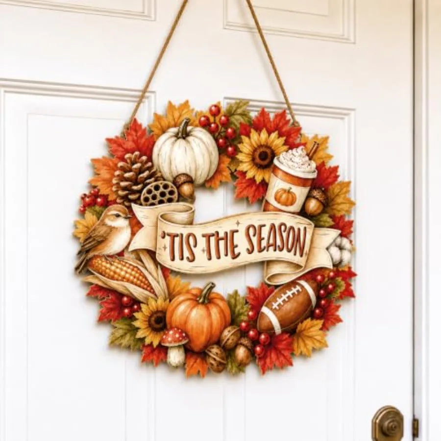 Fall Door Decor Wooden Hello Fall Sign, Pumpkin Truck Door Hanger Wooden Hello Fall pumpkin truck sign for front door, porch, w
